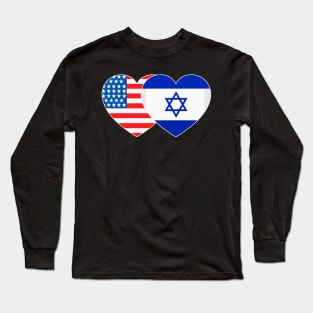 Israel And Usa Flag Twin He For Jewish Americans Israeli Long Sleeve T-Shirt